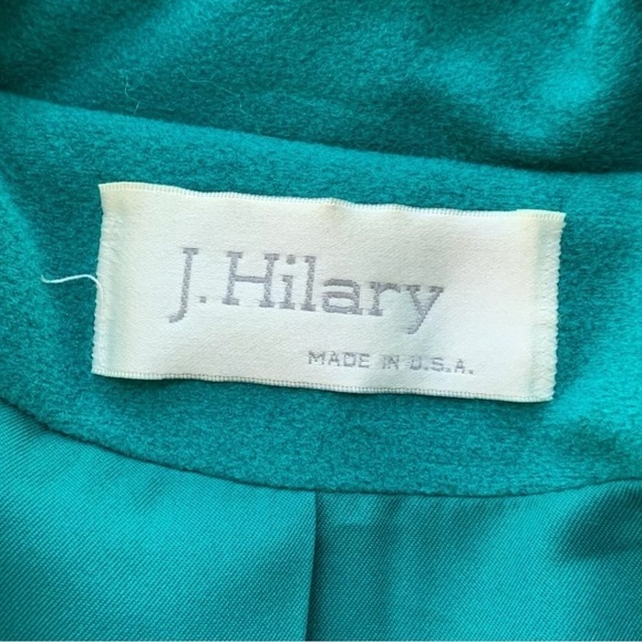Vtg J Hilary Wool Buttoned Oversized Coat Jacket Teal Green Size 6 - Picture 5 of 7